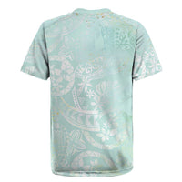 Polynesian Tiare Monstera Seafoam Green Rugby Jersey Liquid Style - Polynesian Pride