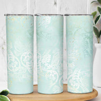 Polynesian Tiare Monstera Seafoam Green Skinny Tumbler Liquid Style - Polynesian Pride