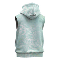 Polynesian Tiare Monstera Seafoam Green Sleeveless Hoodie Liquid Style LT01 - Polynesian Pride