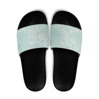 Polynesian Tiare Monstera Seafoam Green Slide Sandals Liquid Style LT01 Green - Polynesian Pride