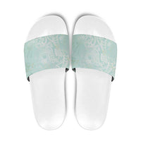 Polynesian Tiare Monstera Seafoam Green Slide Sandals Liquid Style LT01 Green - Polynesian Pride