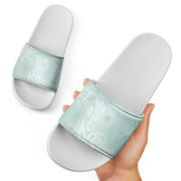Polynesian Tiare Monstera Seafoam Green Slide Sandals Liquid Style LT01 - Polynesian Pride