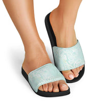 Polynesian Tiare Monstera Seafoam Green Slide Sandals Liquid Style LT01 - Polynesian Pride