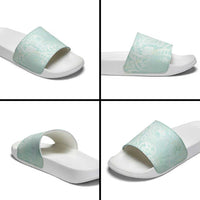 Polynesian Tiare Monstera Seafoam Green Slide Sandals Liquid Style LT01 - Polynesian Pride