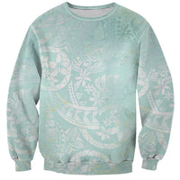 Polynesian Tiare Monstera Seafoam Green Sweatshirt Liquid Style LT01 Unisex Green - Polynesian Pride