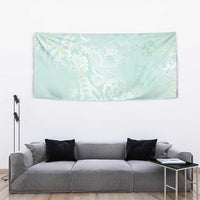Polynesian Tiare Monstera Seafoam Green Tapestry Liquid Style - Polynesian Pride