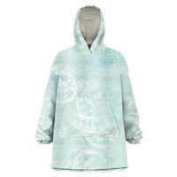 Polynesian Tiare Monstera Seafoam Green Wearable Blanket Hoodie Liquid Style LT01 One Size Green - Polynesian Pride