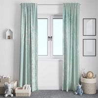 Polynesian Tiare Monstera Seafoam Green Window Curtain Liquid Style - Polynesian Pride