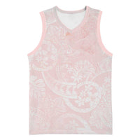 Polynesian Tiare Monstera Soft Pink Basketball Jersey Liquid Style LT01 Unisex Pink - Polynesian Pride