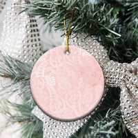 Polynesian Tiare Monstera Soft Pink Ceramic Ornament Liquid Style LT01 - Polynesian Pride