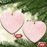 Polynesian Tiare Monstera Soft Pink Ceramic Ornament Liquid Style LT01 Heart Pink - Polynesian Pride