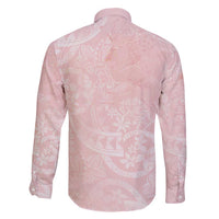 Polynesian Tiare Monstera Soft Pink Family Matching Long Sleeve Bodycon Dress and Hawaiian Shirt Liquid Style - Polynesian Pride