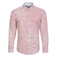 Polynesian Tiare Monstera Soft Pink Family Matching Off Shoulder Short Dress and Hawaiian Shirt Liquid Style - Polynesian Pride