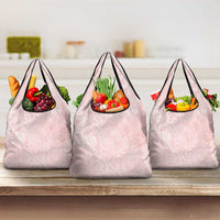 Polynesian Tiare Monstera Soft Pink Grocery Bag Liquid Style LT01 3-pack One Size Pink - Polynesian Pride