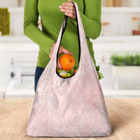 Polynesian Tiare Monstera Soft Pink Grocery Bag Liquid Style LT01 - Polynesian Pride