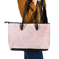 Polynesian Tiare Monstera Soft Pink Leather Tote Bag Liquid Style LT01 - Polynesian Pride