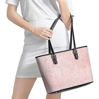 Polynesian Tiare Monstera Soft Pink Leather Tote Bag Liquid Style LT01 - Polynesian Pride