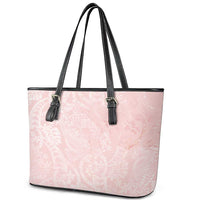 Polynesian Tiare Monstera Soft Pink Leather Tote Bag Liquid Style LT01 - Polynesian Pride