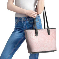 Polynesian Tiare Monstera Soft Pink Leather Tote Bag Liquid Style LT01 - Polynesian Pride
