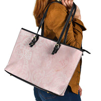 Polynesian Tiare Monstera Soft Pink Leather Tote Bag Liquid Style LT01 - Polynesian Pride