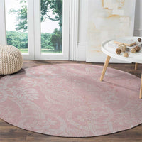 Polynesian Tiare Monstera Soft Pink Round Carpet Liquid Style - Polynesian Pride