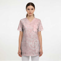 Polynesian Tiare Monstera Soft Pink Scrub Top Liquid Style LT01 - Polynesian Pride