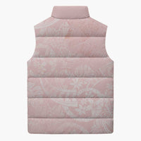 Polynesian Tiare Monstera Soft Pink Sleeveless Puffer Jacket Liquid Style LT01 - Polynesian Pride