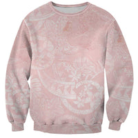 Polynesian Tiare Monstera Soft Pink Sweatshirt Liquid Style LT01 Unisex Pink - Polynesian Pride