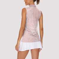 Polynesian Tiare Monstera Soft Pink Women Sleeveless Polo Shirt Liquid Style LT01 - Polynesian Pride
