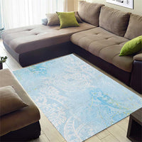 Polynesian Tiare Monstera Baby Blue Area Rug Liquid Style - Polynesian Pride