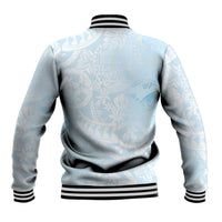 Polynesian Tiare Monstera Baby Blue Baseball Jacket Liquid Style LT01 - Polynesian Pride