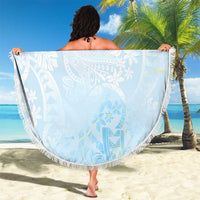 Polynesian Tiare Monstera Baby Blue Beach Blanket Liquid Style - Polynesian Pride