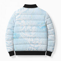 Polynesian Tiare Monstera Baby Blue Bomber Puffer Jacket Liquid Style LT01 - Polynesian Pride