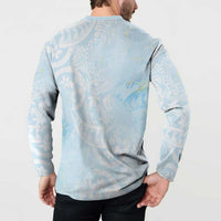 Polynesian Tiare Monstera Baby Blue Button Sweatshirt Liquid Style LT01 - Polynesian Pride