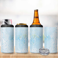 Polynesian Tiare Monstera Baby Blue 4 in 1 Can Cooler Tumbler Liquid Style - Polynesian Pride