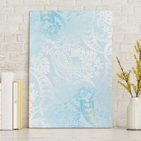 Polynesian Tiare Monstera Baby Blue Canvas Wall Art Liquid Style LT01 Without Frame Blue - Polynesian Pride