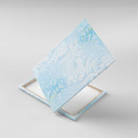Polynesian Tiare Monstera Baby Blue Canvas Wall Art Liquid Style LT01 With Frame Blue - Polynesian Pride