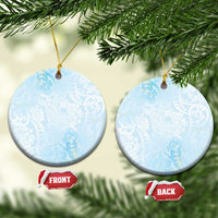 Polynesian Tiare Monstera Baby Blue Ceramic Ornament Liquid Style - Polynesian Pride