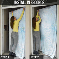 Polynesian Tiare Monstera Baby Blue Door Cover Liquid Style - Polynesian Pride