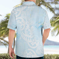 Polynesian Tiare Monstera Baby Blue Hawaiian Shirt Liquid Style - Polynesian Pride