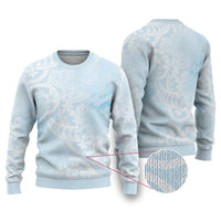 Polynesian Tiare Monstera Baby Blue Ugly Christmas Sweater Liquid Style LT01 Blue - Polynesian Pride