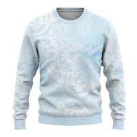Polynesian Tiare Monstera Baby Blue Ugly Christmas Sweater Liquid Style LT01 - Polynesian Pride