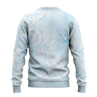 Polynesian Tiare Monstera Baby Blue Ugly Christmas Sweater Liquid Style LT01 - Polynesian Pride