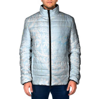 Polynesian Tiare Monstera Baby Blue Padded Jacket Liquid Style LT01 Men Blue - Polynesian Pride