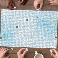 Polynesian Tiare Monstera Baby Blue Puzzle Liquid Style LT01 - Polynesian Pride