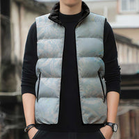 Polynesian Tiare Monstera Baby Blue Sleeveless Puffer Jacket Liquid Style LT01 - Polynesian Pride