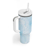 Polynesian Tiare Monstera Baby Blue Tumbler With Handle Liquid Style - Polynesian Pride