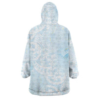 Polynesian Tiare Monstera Baby Blue Wearable Blanket Hoodie Liquid Style LT01 - Polynesian Pride