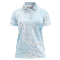 Polynesian Tiare Monstera Baby Blue Women Polo Shirt Liquid Style - Polynesian Pride