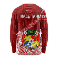 Tonga Rugby Long Sleeve Shirt Tongan Ngatu Pattern White Version LT01 - Polynesian Pride